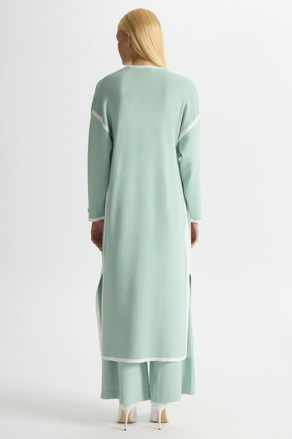 Stripe Detailed Plain Color Knit Trousers - 4