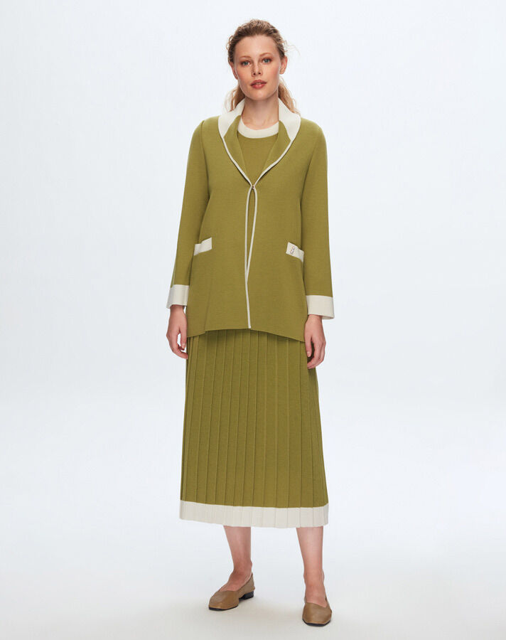 T24K-9042 Shawl Collar Two Color Cardigan - 3