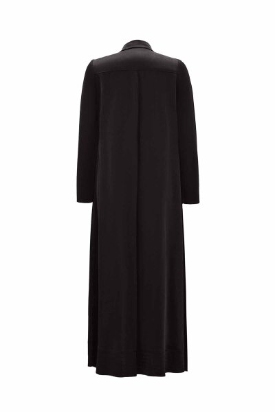 Shirt Collar Black Cupro Dress - 2