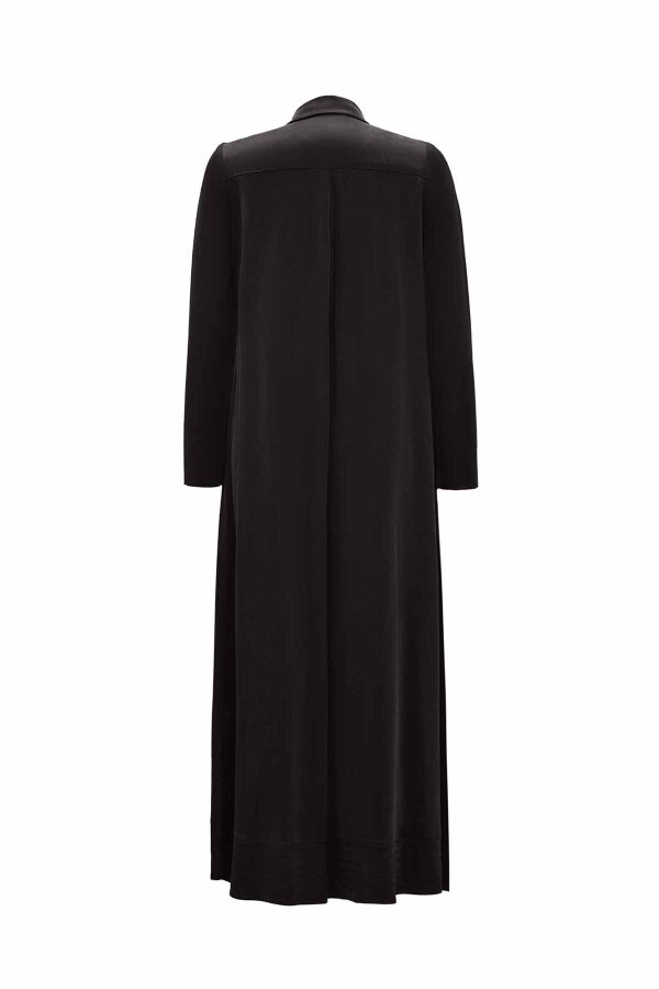 Shirt Collar Black Cupro Dress - 2