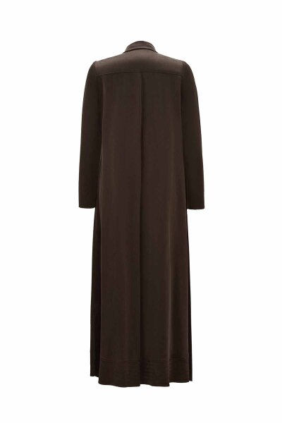 Shirt Collar Brown Cupro Dress - 2