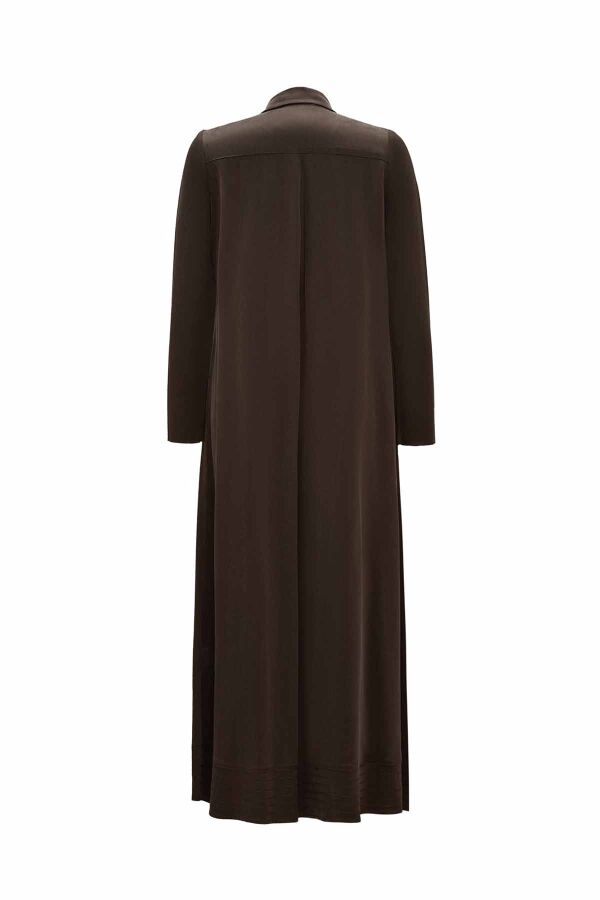 Shirt Collar Brown Cupro Dress - 2