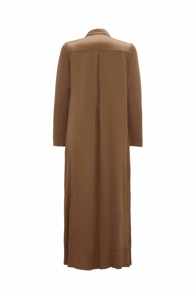 Shirt Collar Camel Cupro Dress - 2