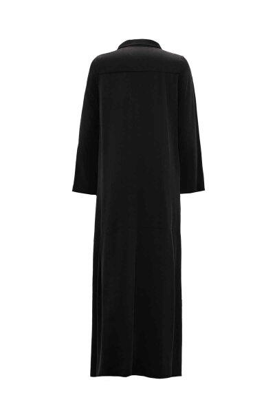 Shirt Collar Cupro Black Dress - MISS DALIDA (1)
