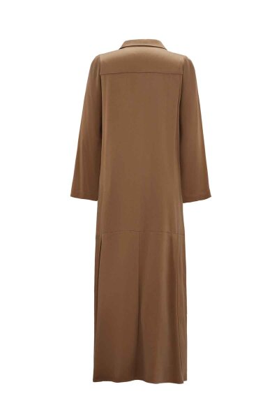 Shirt Collar Cupro Camel Dress - MISS DALIDA (1)