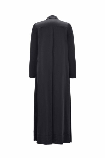 Shirt Collar Dark Grey Cupro Dress - 2