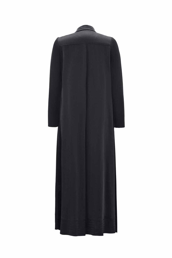 Shirt Collar Dark Grey Cupro Dress - 2