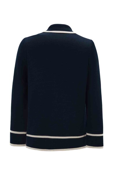 Shirt Collar Knit Cardigan Navy Blue - 3