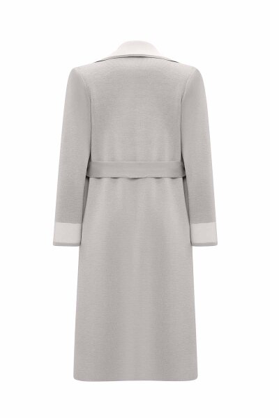 Shirt-Collar Knit Cardigan with Color Details Stone - 5