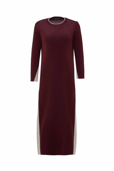 Side Striped Knitted Burgundy Dress 