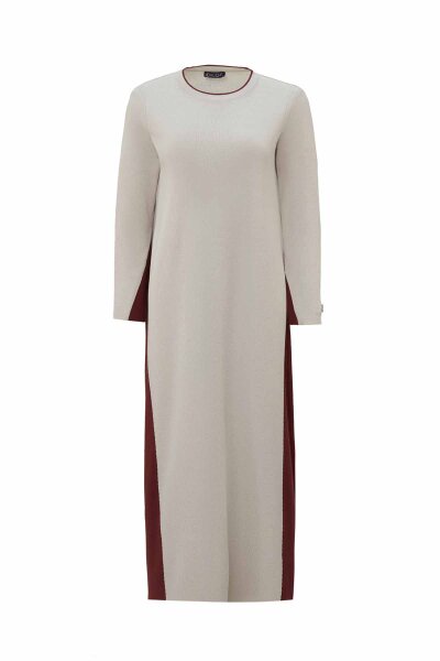 Side Striped Knitted Stone Color Dress 