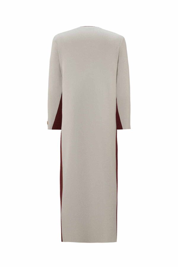 Side Striped Knitted Stone Color Dress - 2