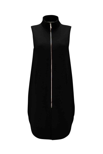 Sleeveless Black Vest with Zipper and Lining - MISS DALIDA