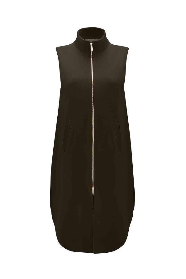 Zippered Sleeveless Inner Lined Vest - 1
