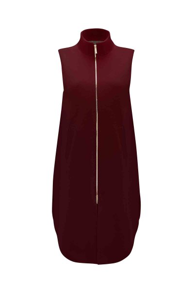 Sleeveless Zipped Lined Vest Burgundy - 1