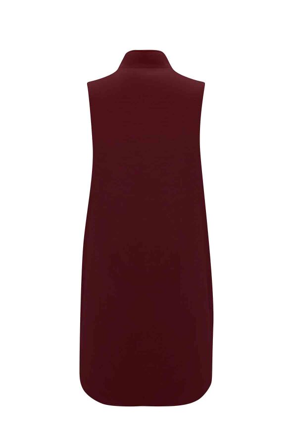 Sleeveless Zipped Lined Vest Burgundy - 2