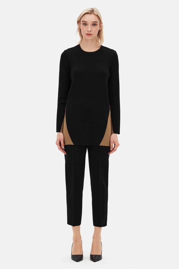 Slim Fit Knitted Black Pants - 5