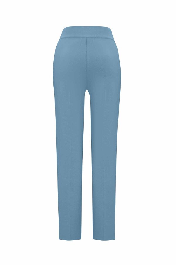 Slim Fit Knitted Blue Pants - 2