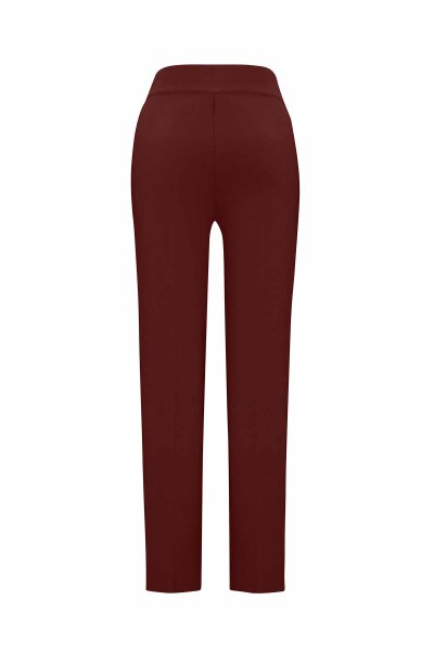 Slim Fit Knitted Burgundy Pants - MISS DALIDA (1)