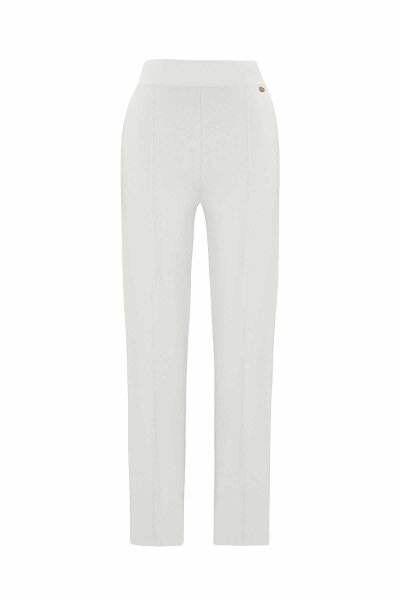 Slim Fit Knitted Ecru Pants - MISS DALIDA