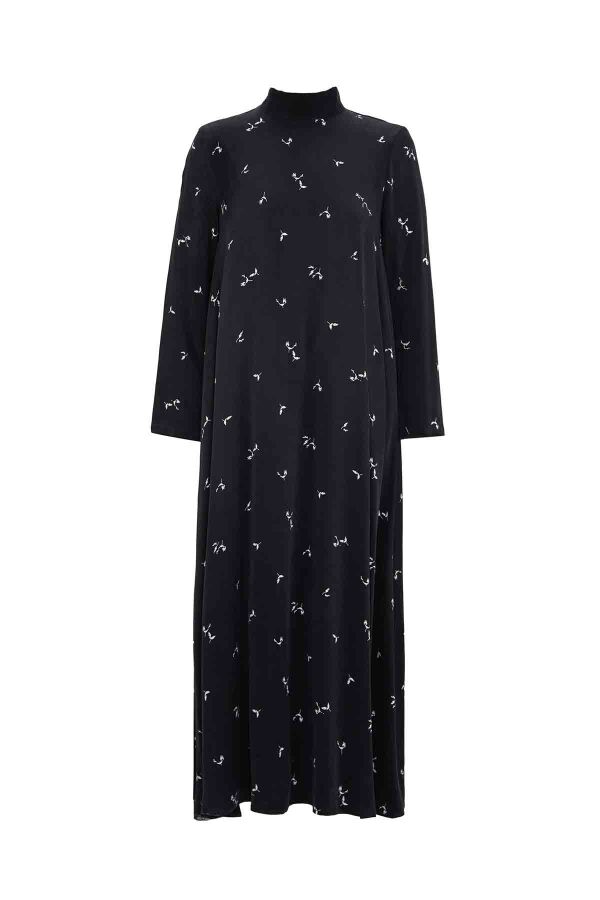 Crispy Patterned Relaxed Cut Dress - 1
