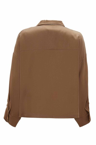 Solid Color Cupro Shirt Camel - 2
