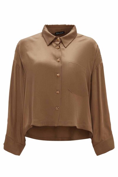 Solid Color Cupro Shirt Camel - 1