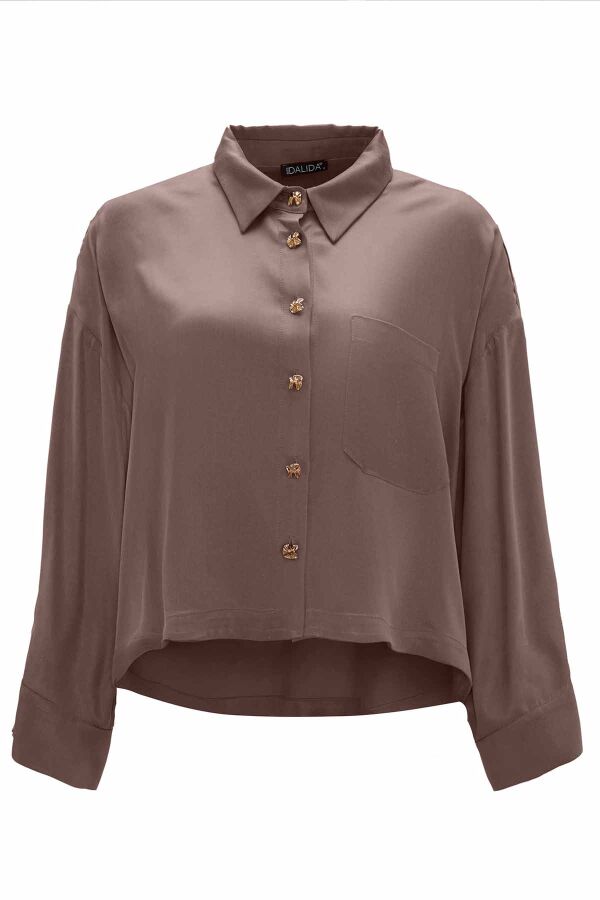 Solid Color Cupro Shirt Taupe - 1
