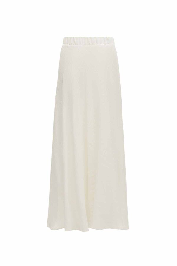 Solid Color Linen Flared Skirt - 1