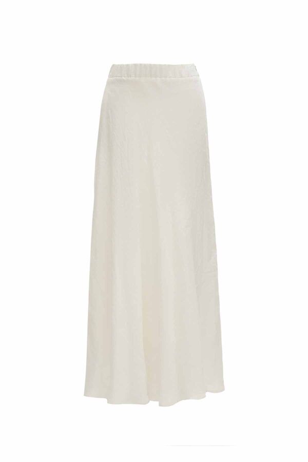 Solid Color Linen Flared Skirt - 2