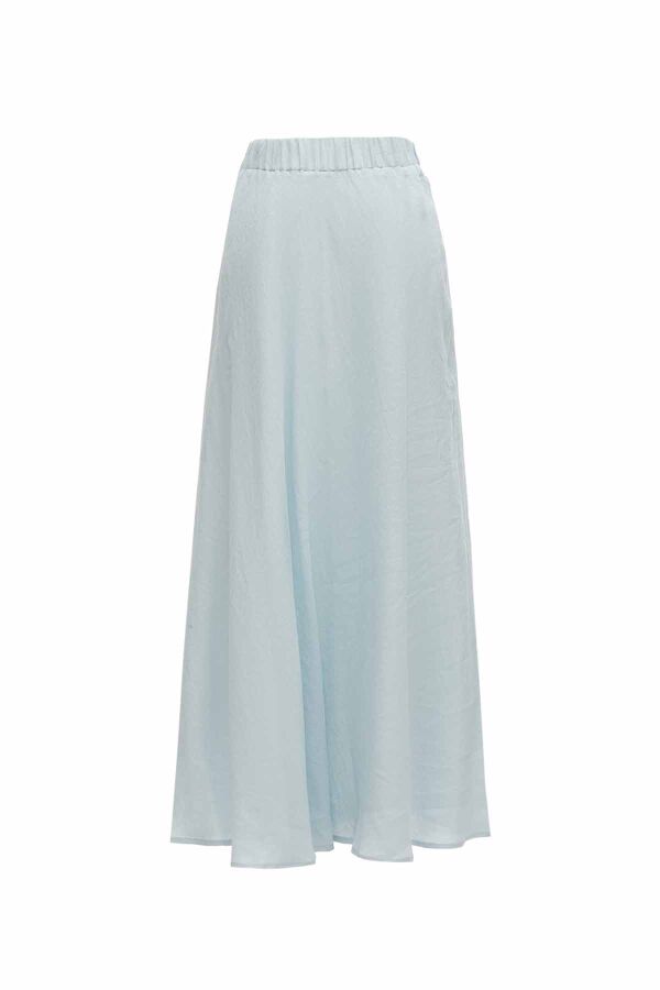 Solid Color Linen Flared Skirt - 3