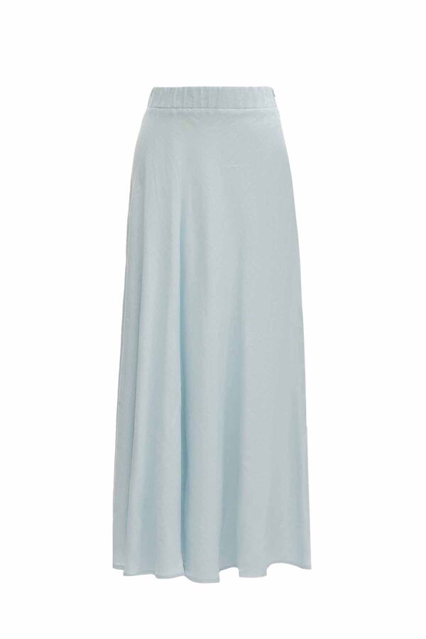 Solid Color Linen Flared Skirt - 4