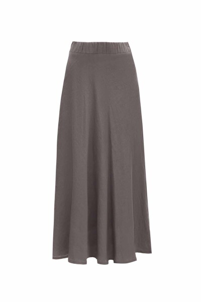 Solid Color Linen Flared Skirt - 5