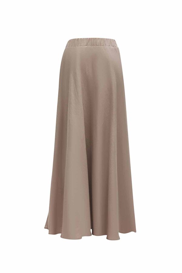 Solid Color Linen Flared Skirt - 7