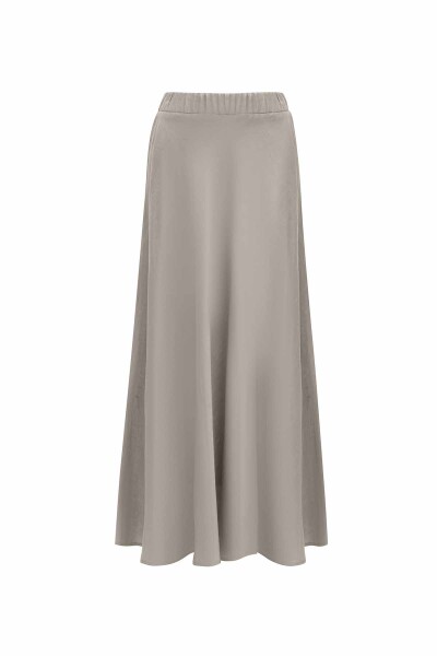 Solid Color Linen Flared Skirt - 9