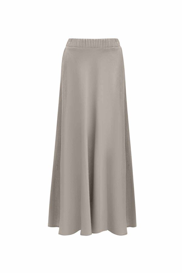 Solid Color Linen Flared Skirt - 9