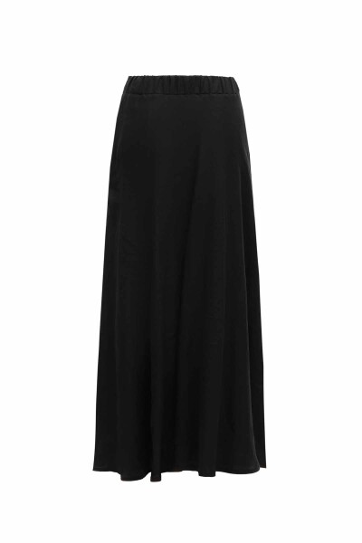 Solid Color Linen Flared Skirt - 11