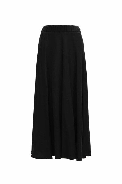 Solid Color Linen Flared Skirt - 12