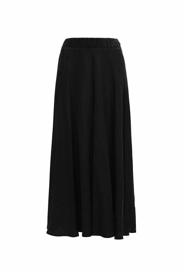 Solid Color Linen Flared Skirt - 12