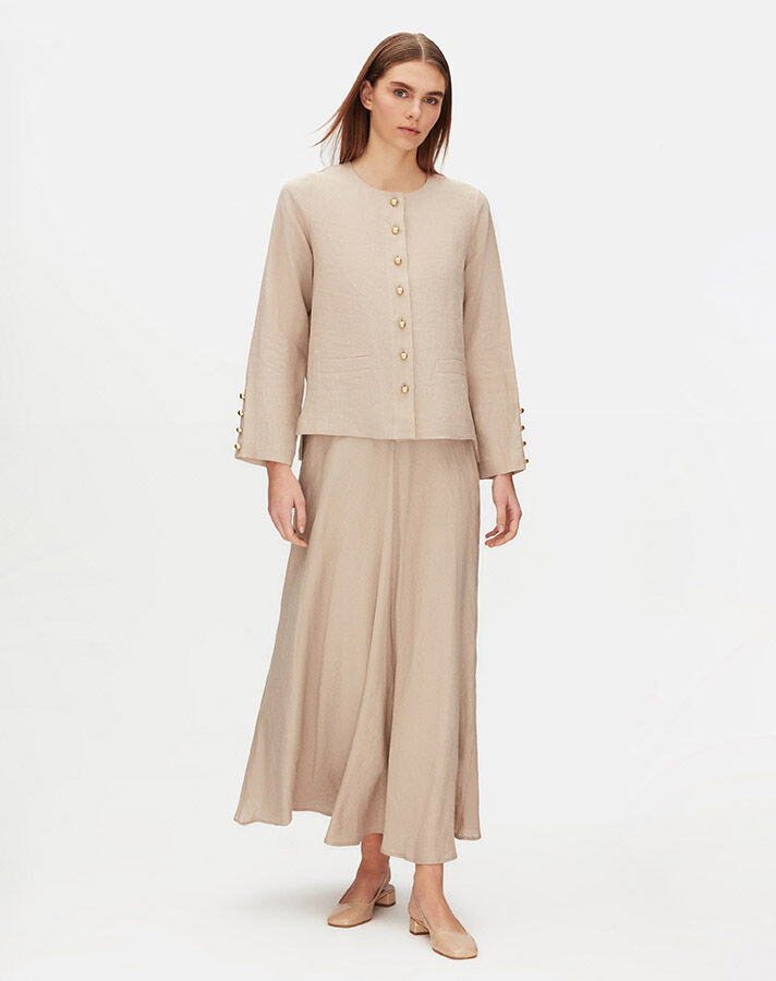 Solid Color Linen Short Jacket - 2