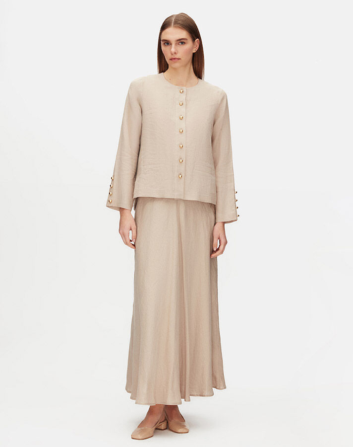 Solid Color Linen Short Jacket - 5