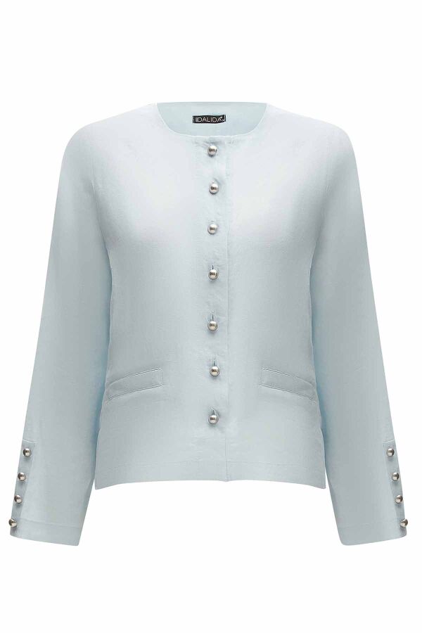 Solid Color Linen Short Jacket - 9