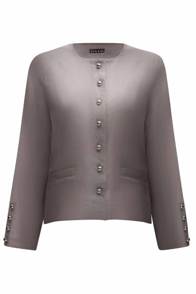 Solid Color Linen Short Jacket - 11