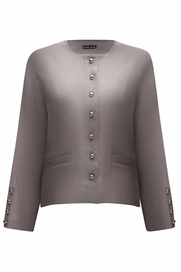 Solid Color Linen Short Jacket - 11