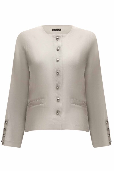 Solid Color Linen Short Jacket - 13