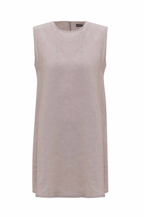 Solid Color Sleeveless Linen Tunic - 5