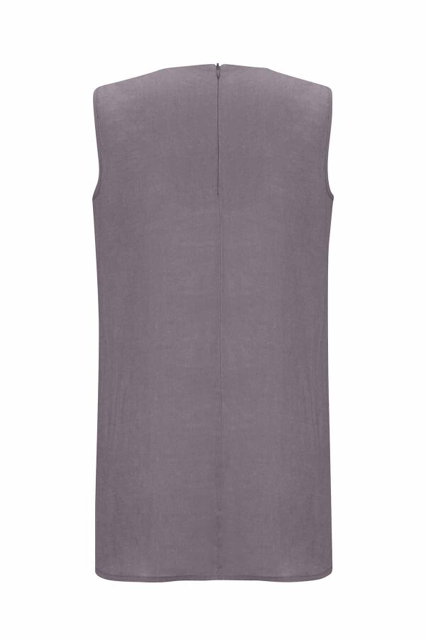 Solid Color Sleeveless Linen Tunic - 3