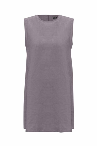 Solid Color Sleeveless Linen Tunic - 1