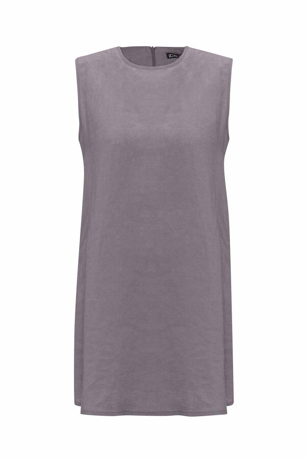 Solid Color Sleeveless Linen Tunic - 1
