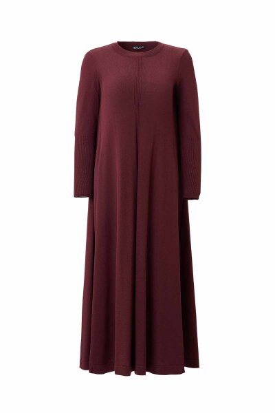 Solid Relaxed Fit Knit Dress Burgundy - 1